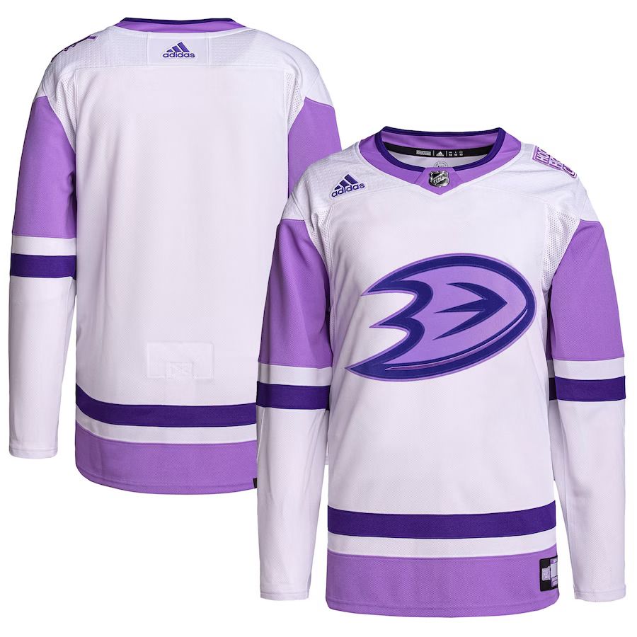 Men Anaheim Ducks adidas White Purple Hockey Fights Cancer Primegreen Authentic Blank Practice NHL Jersey->anaheim ducks->NHL Jersey